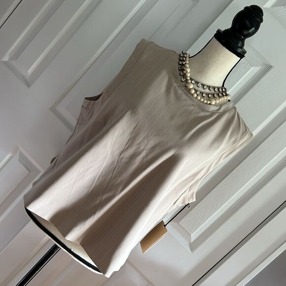 Halogen Stripe Sleeveless Suiting Shell - Picture 11 of 12